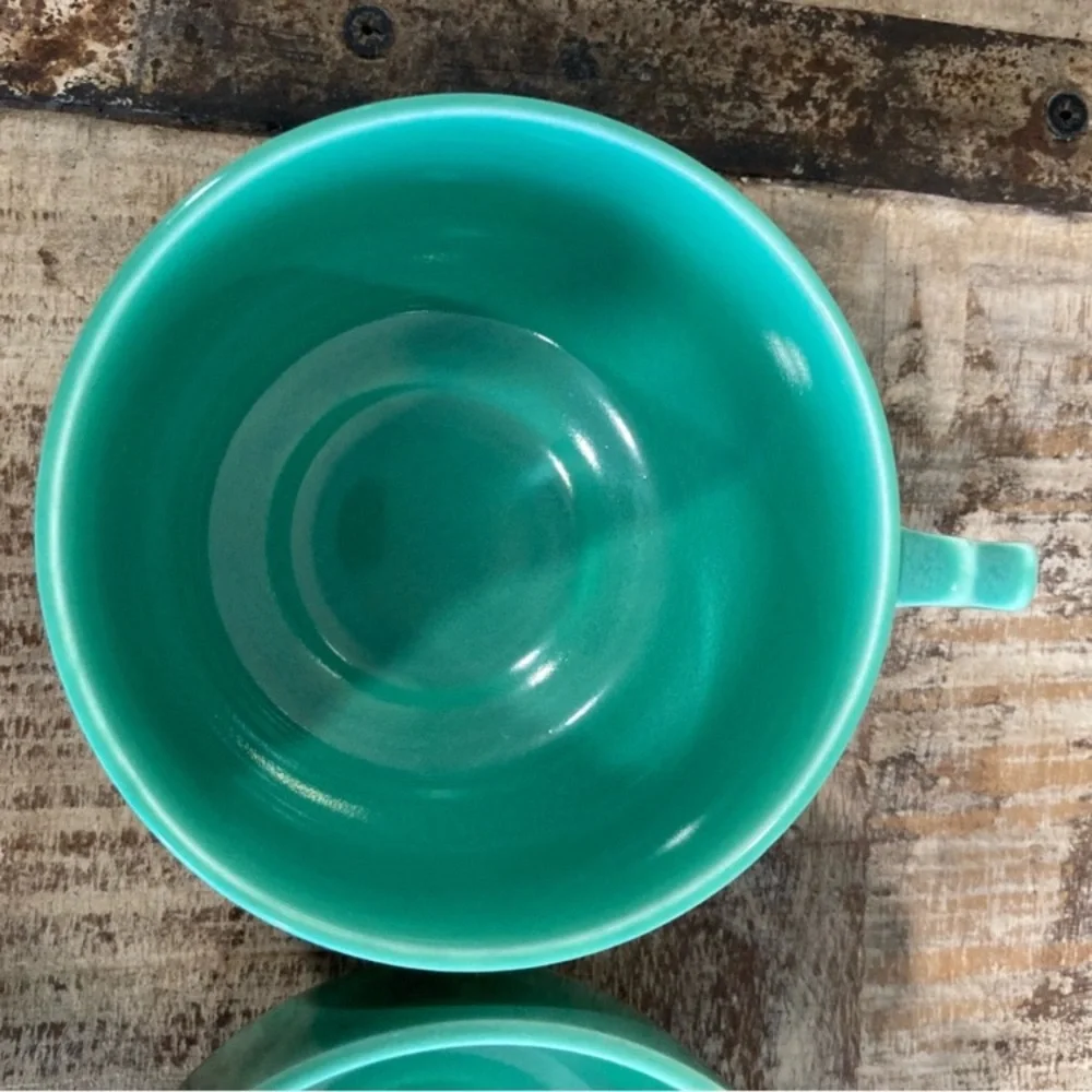 2 Homer Laughlin Riviera Light Green Art Deco Tea Cups Vintage